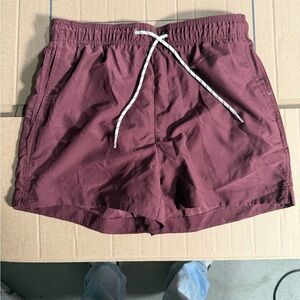 H&M Men's Maroon Elastic Waist Drawstring Shorts